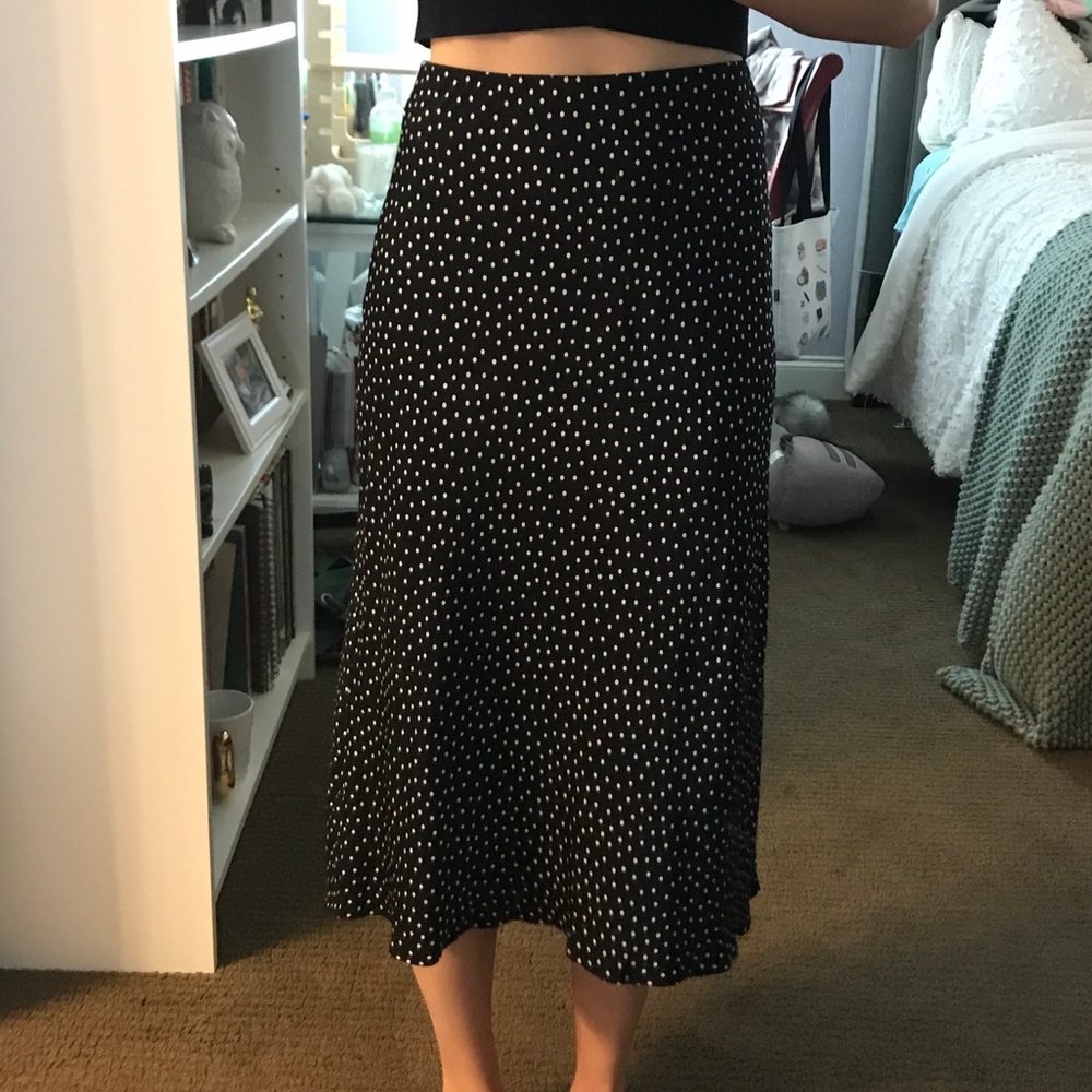 Polka dot Silk Midi Skirt